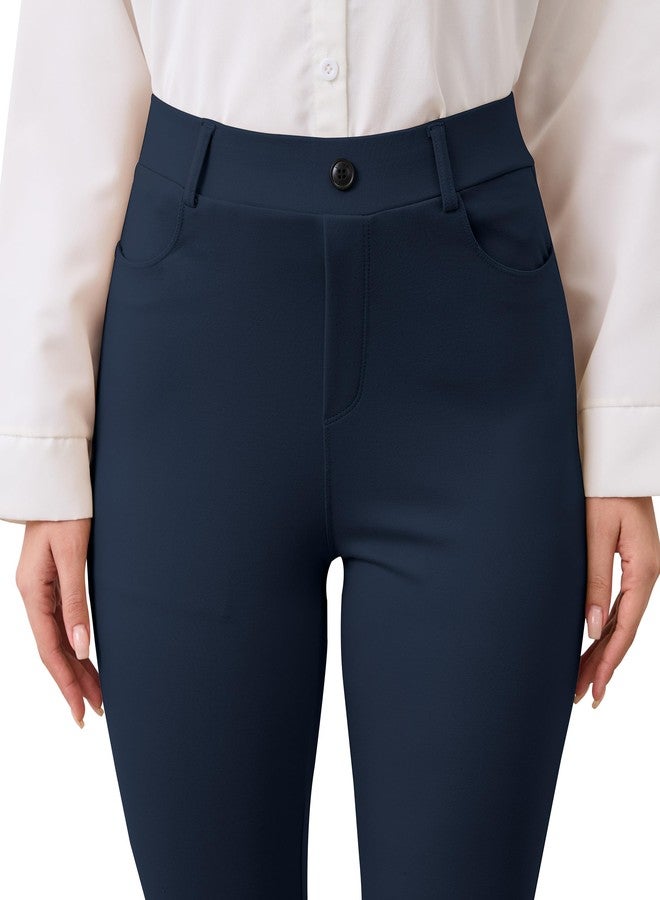 VIMPEP Flare Yoga Dress Work Pants Women High Waisted Pull On Stretchy Slacks Flared Leggings for Business Casual with Pockets 2102 31 Navy Blue XS - Image 3
